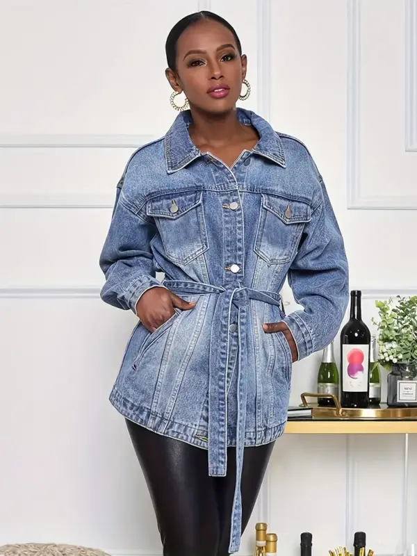 Women's roll-neck denim jackets