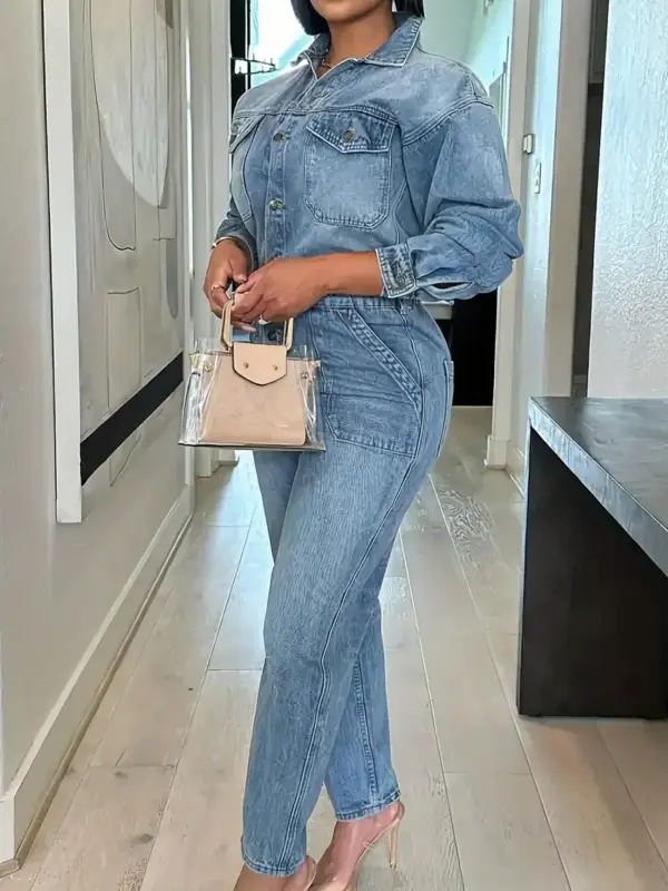 Slim fit denim jumpsuit - Image 2