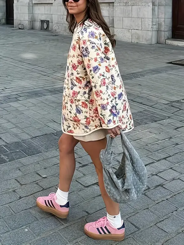 Printed puffy jacket long sleeve woman - Image 2