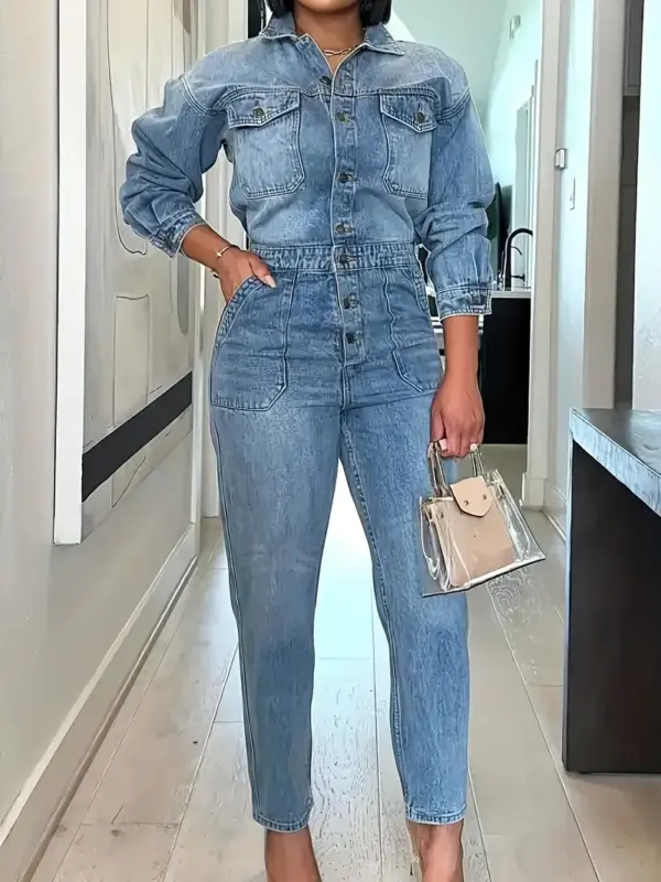 Slim fit denim jumpsuit