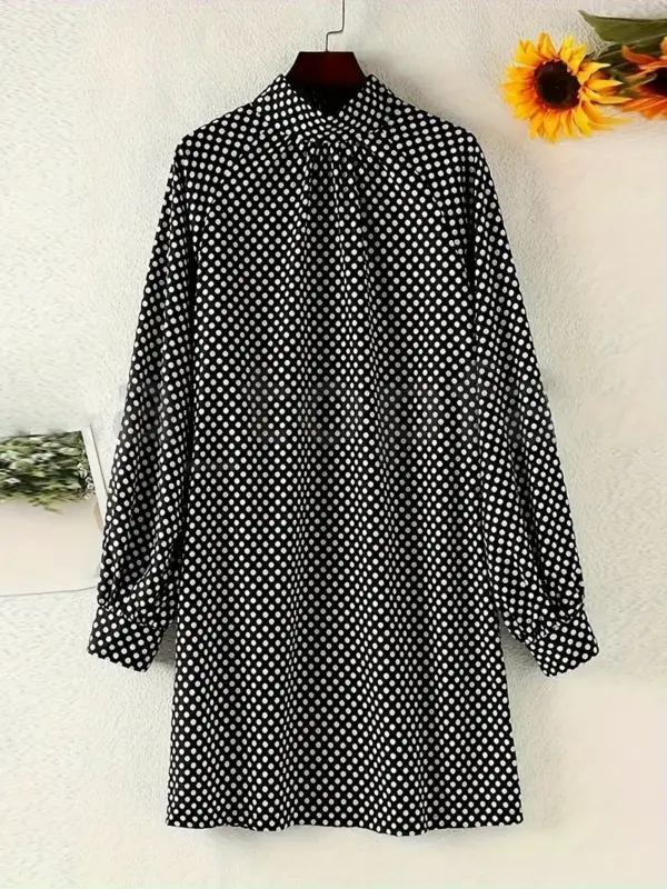 Women's long-sleeved dresses polka dot dresses - Image 2