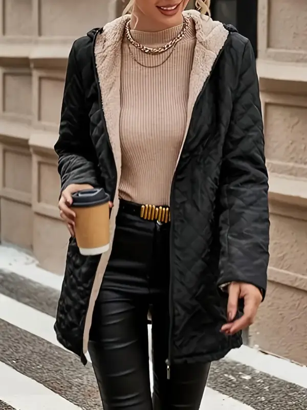 Women's long hooded casual cotton coat - Image 2
