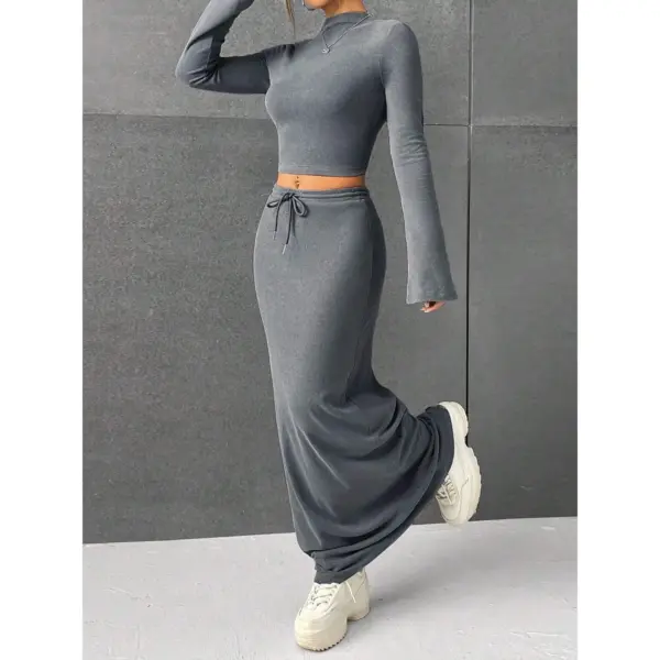women’s elastic waist skirt suit - Image 3