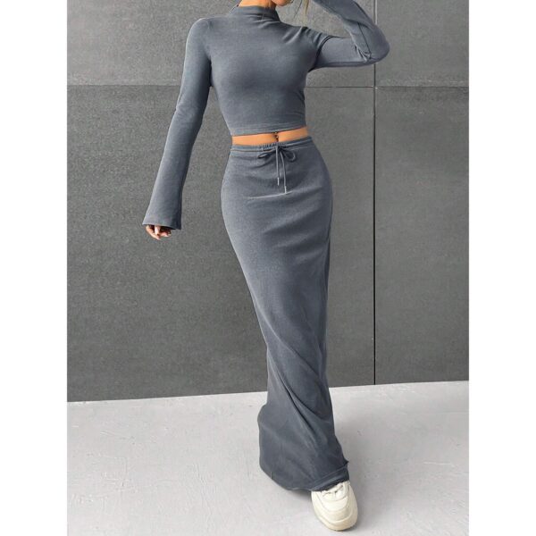 women’s elastic waist skirt suit - Image 2