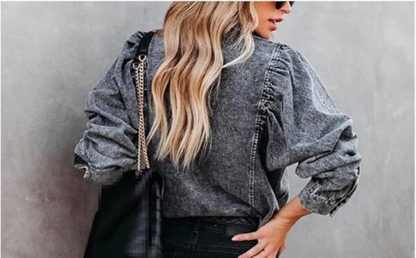 long sleeve denim shirt - Image 2