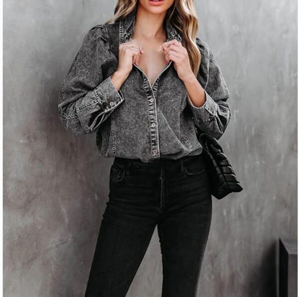 long sleeve denim shirt - Image 3