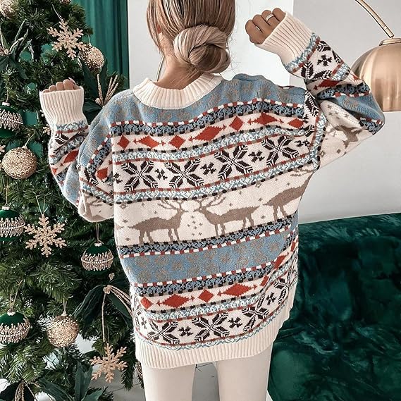 Women's Christmas Color Block Knitted Sweater - Image 2