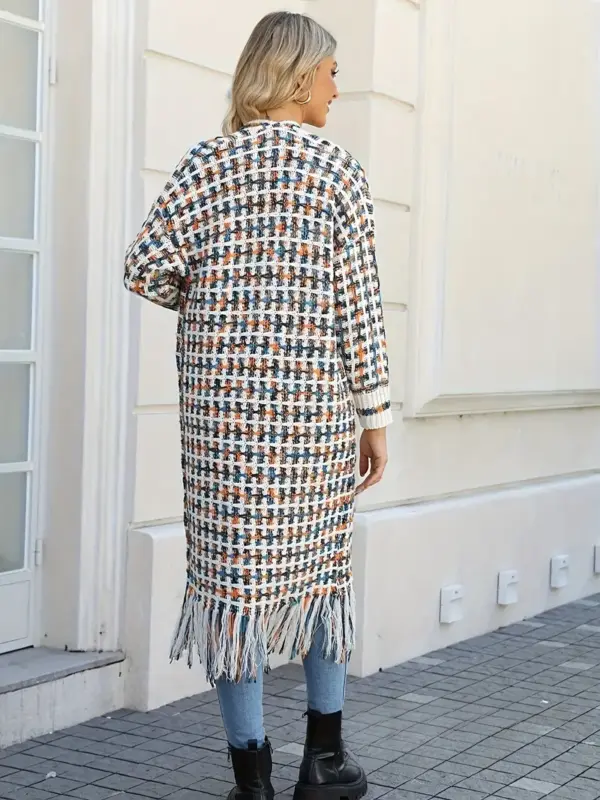 Women's fringed long cardigan jacket - Image 3