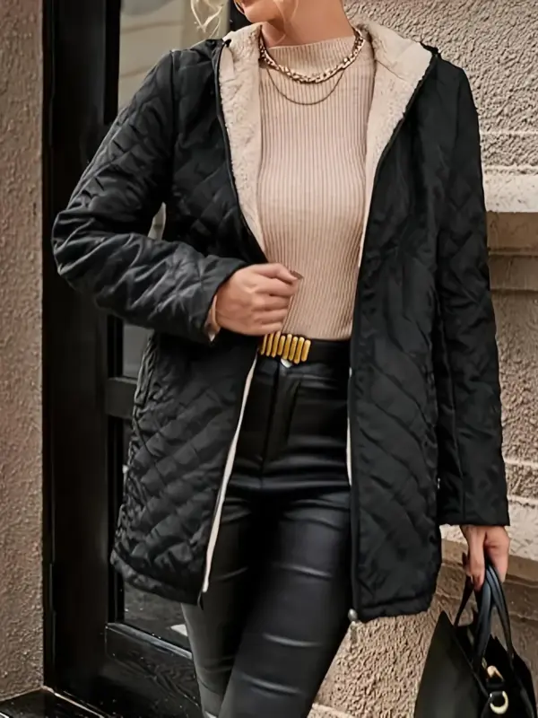 Women's long hooded casual cotton coat
