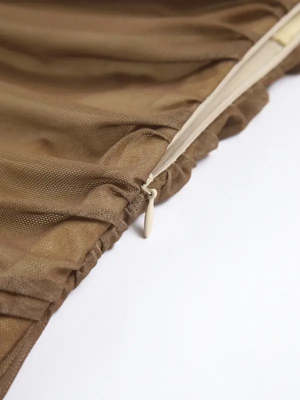 Cappuccino Ombre Mesh Zippered Long Dress - Image 4