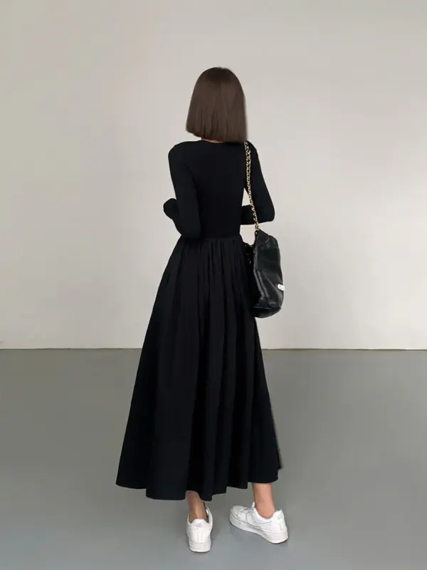 Leisure Pockets Long Sleeve Long Dress - Image 3