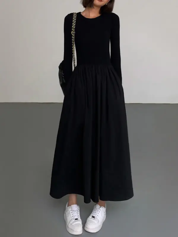 Leisure Pockets Long Sleeve Long Dress - Image 4