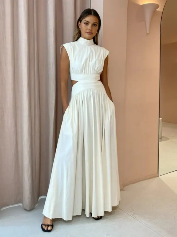 Mock Neck Cut Out Long Dress - Image 2