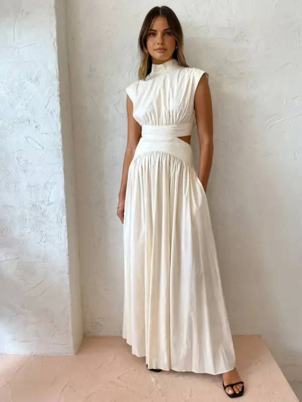 Mock Neck Cut Out Long Dress - Image 3