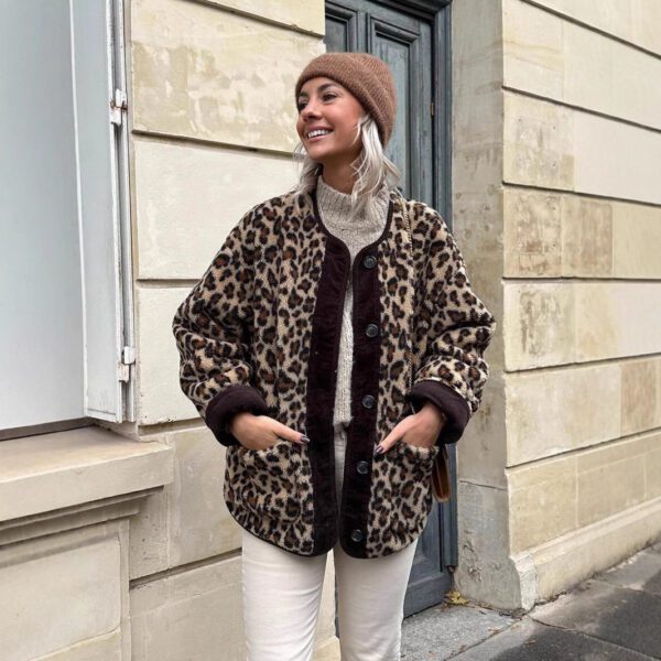 Leopard print long-sleeved jacket