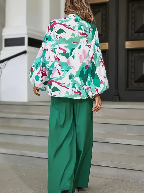 Women's Casual Two Piece Floral Suit - Image 2