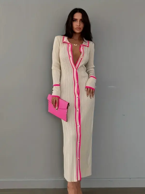 Women's Button Knit Hip Cover Sweater Dress