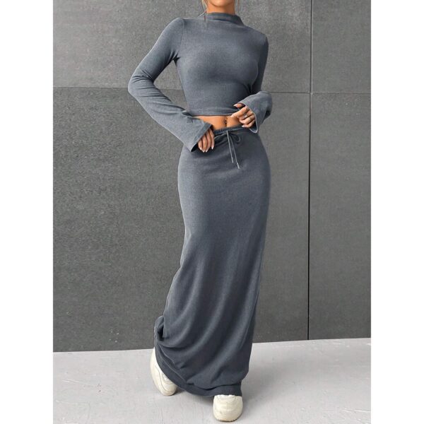 women’s elastic waist skirt suit - Image 4