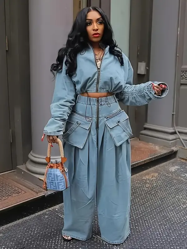 Women's two-piece denim outfit - Image 3