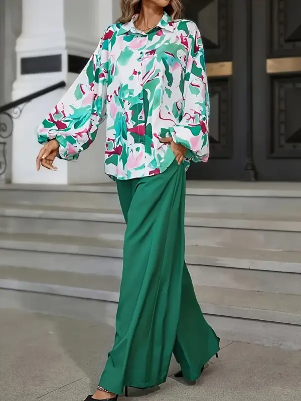 Women's Casual Two Piece Floral Suit