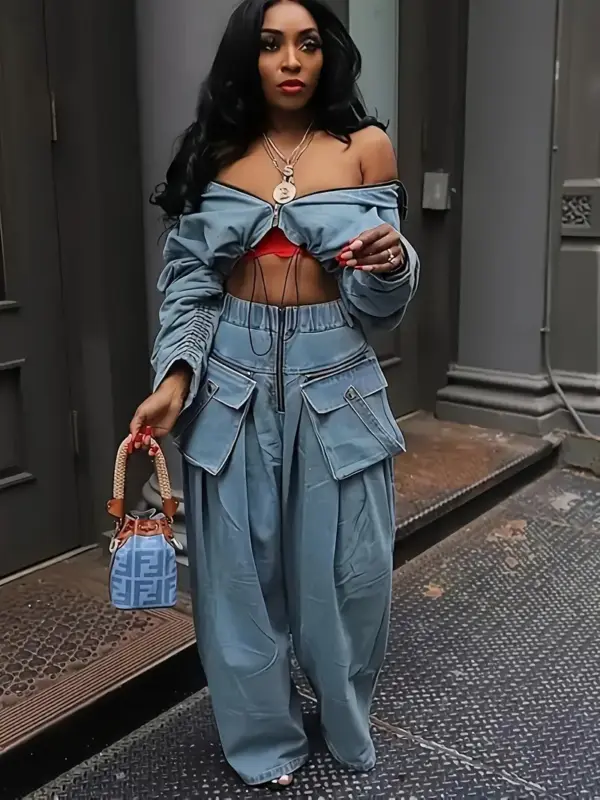 Women's two-piece denim outfit