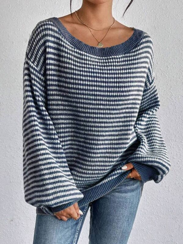 Striped off-shoulder sweater - Image 3