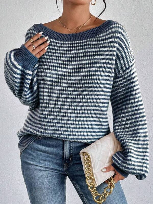 Striped off-shoulder sweater