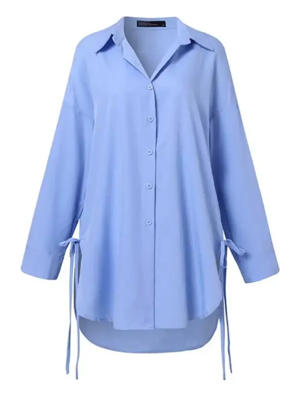 Stylish blue asymmetrical shirt - Image 2