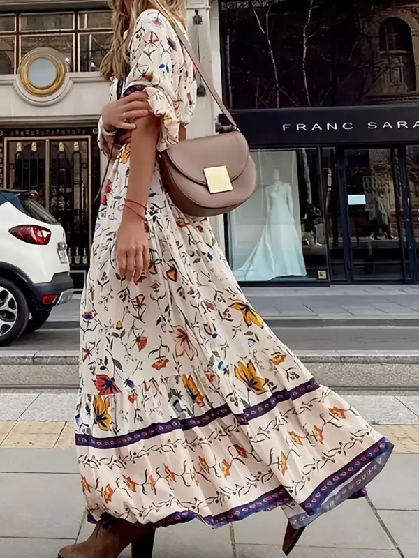 Bohemian print balloon sleeve dress - Image 2