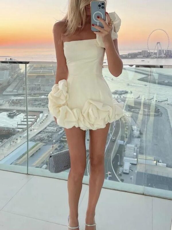Ruffled flower bud waist dress - Image 5