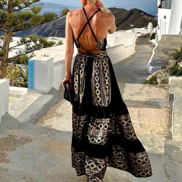 Summer new printed bohemian fashion loose off-shoulder dress - Image 2