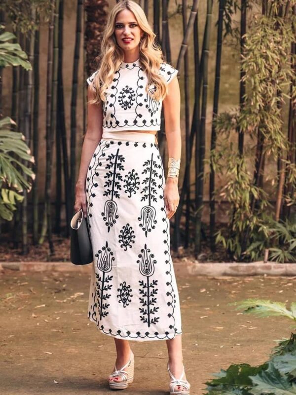 Fashion Print Holiday Style Two-Piece Set