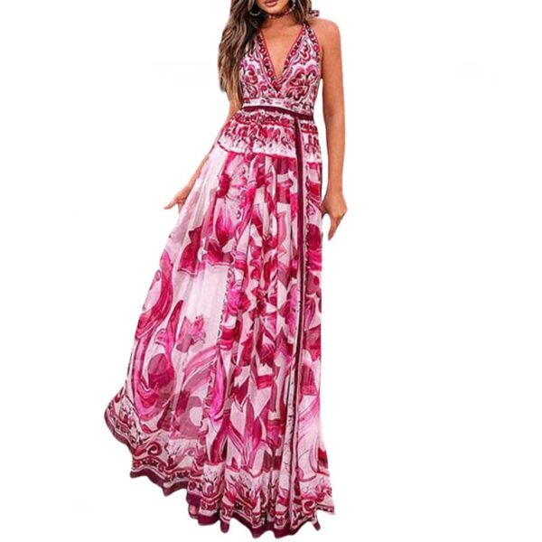 Sexy Print Halter Neck Midi Dress - Image 2