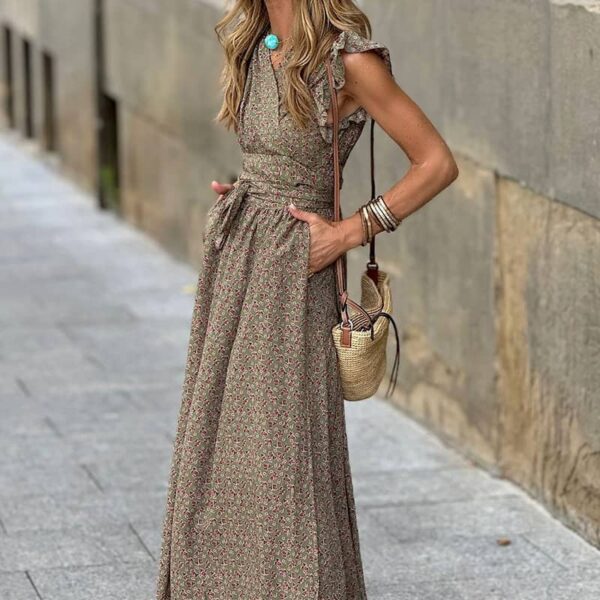 Temperament printed mid-length dress - Image 2