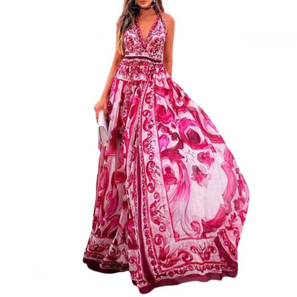 Sexy Print Halter Neck Midi Dress - Image 3