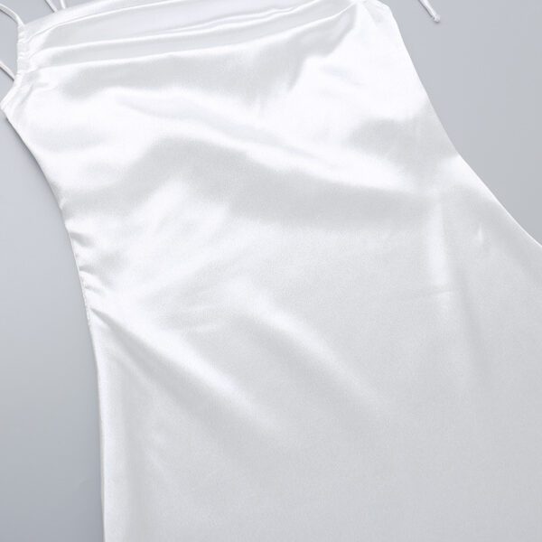 Women's irregular casual suspender satin dress - Image 2