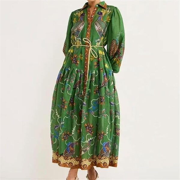 Women's long-sleeved floral beach dress - Image 2