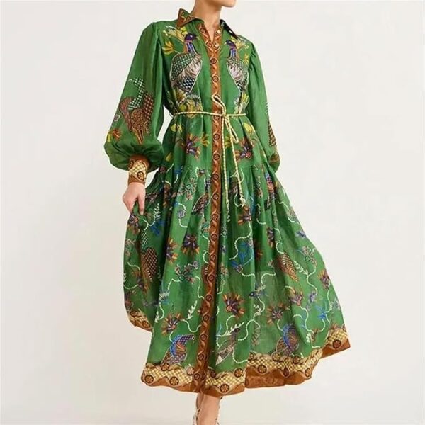 Women's long-sleeved floral beach dress - Image 4