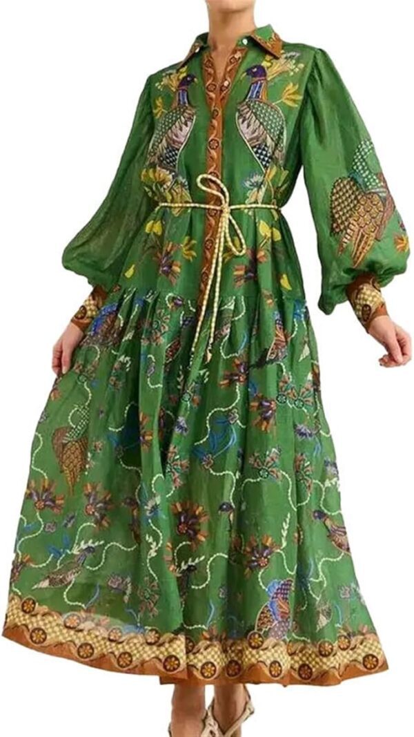 Women's long-sleeved floral beach dress