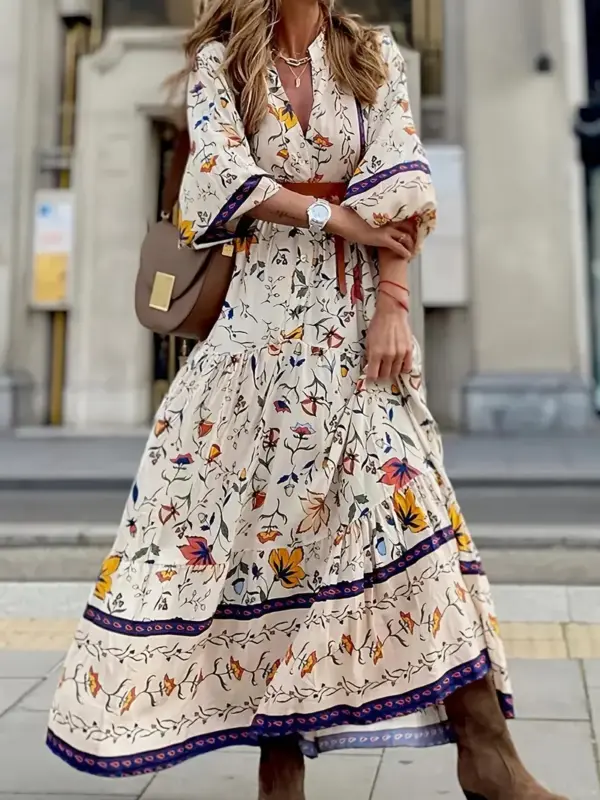 Bohemian print balloon sleeve dress - Image 3