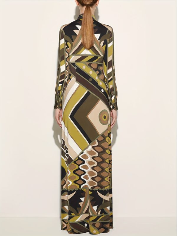 New Style Print Long Sleeve Ribbed Holiday Style Dress - Image 4