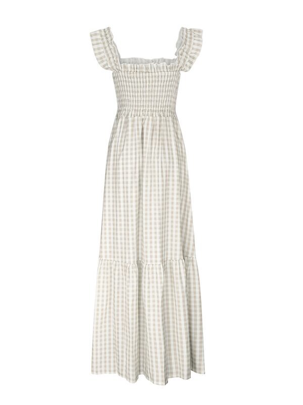 Sleeveless Plaid Flowing Pleated Maxi Dress - Image 4