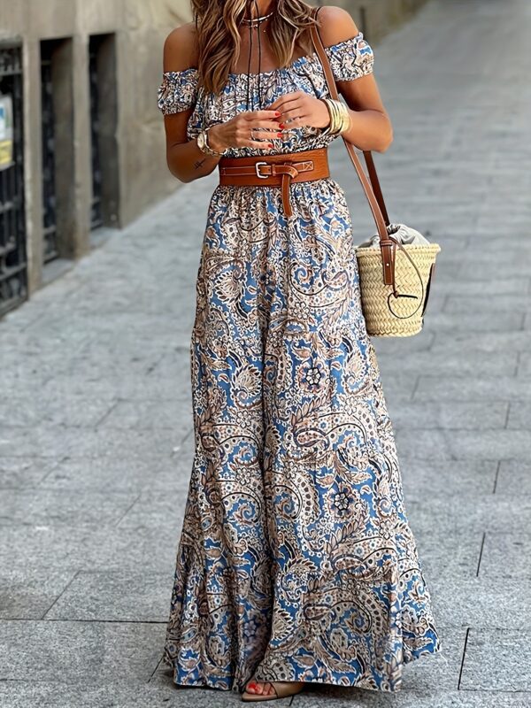 Bohemian off-the-shoulder floral-patterned maxi dress - Image 2